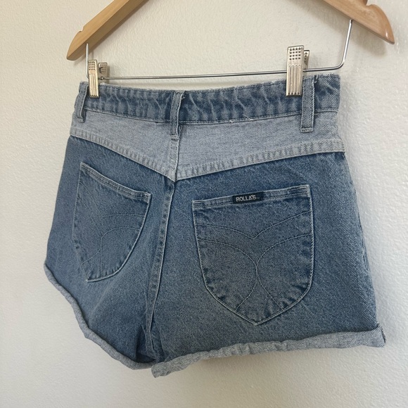 Rolla's high rise slim Two-Tone Blue Jean Shorts - Picture 4 of 8